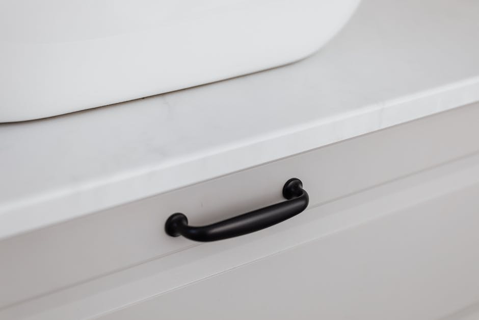 Close up of premium shaker cabinets and hardware